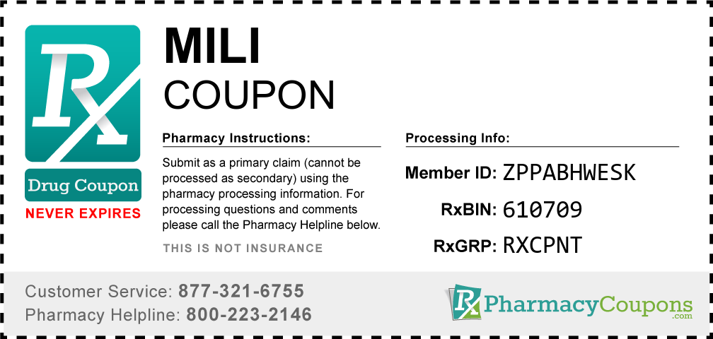 Mili Prescription Drug Coupon with Pharmacy Savings