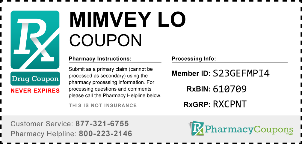 Mimvey lo Prescription Drug Coupon with Pharmacy Savings