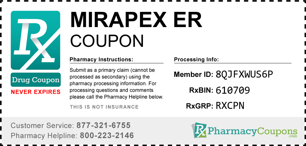 Mirapex er Prescription Drug Coupon with Pharmacy Savings