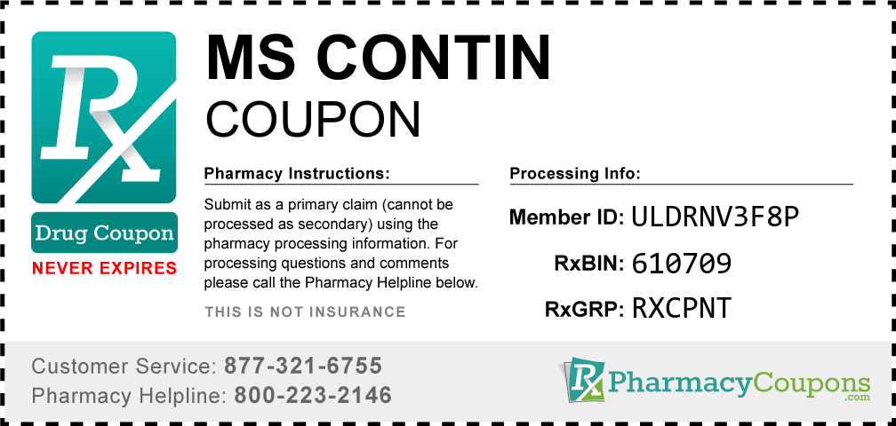 Ms contin Prescription Drug Coupon with Pharmacy Savings