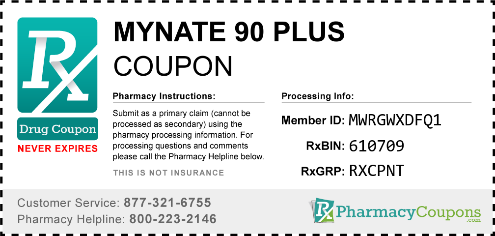 Mynate 90 plus Prescription Drug Coupon with Pharmacy Savings