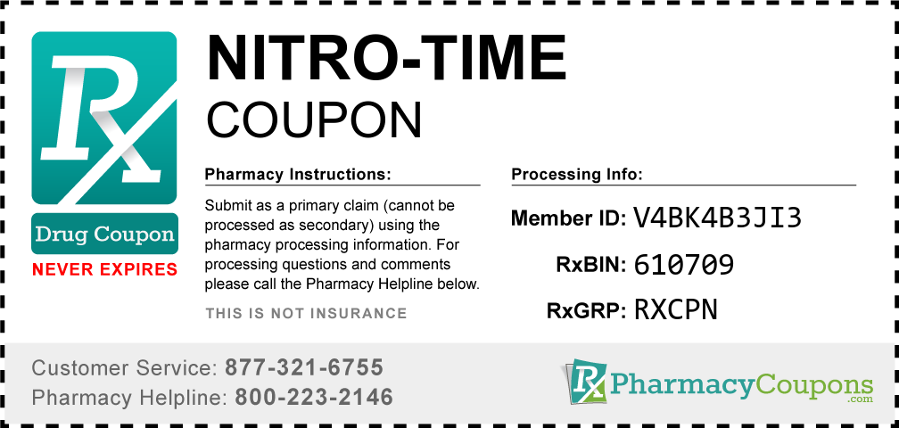 Nitro-time Prescription Drug Coupon with Pharmacy Savings
