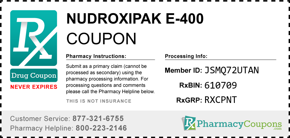 Nudroxipak e-400 Prescription Drug Coupon with Pharmacy Savings