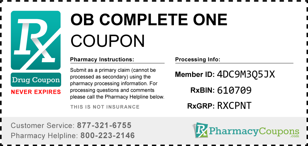 Ob complete one Prescription Drug Coupon with Pharmacy Savings