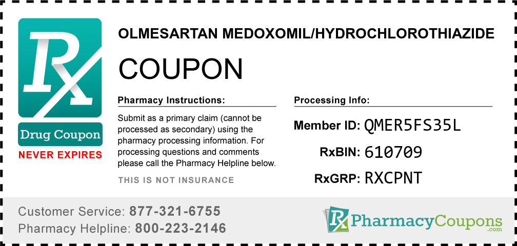 Olmesartan medoxomil/hydrochlorothiazide Prescription Drug Coupon with Pharmacy Savings