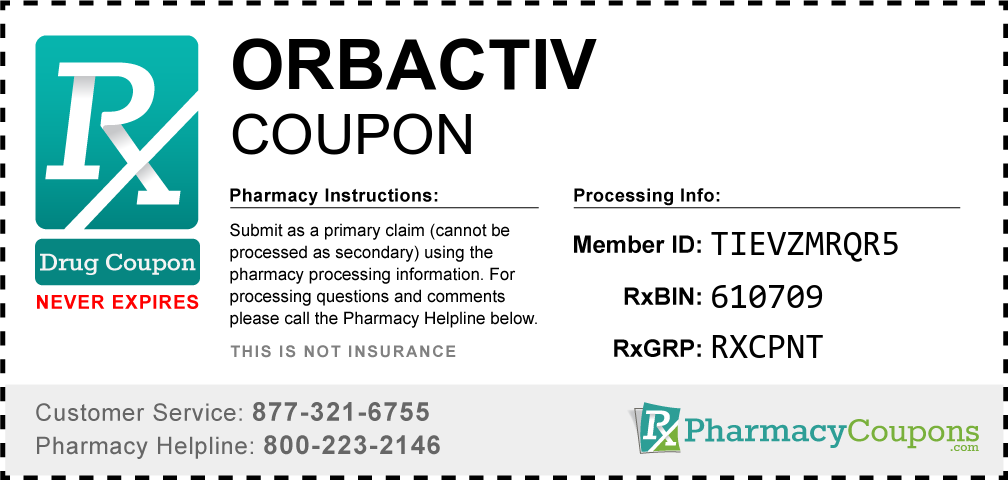 Orbactiv Prescription Drug Coupon with Pharmacy Savings
