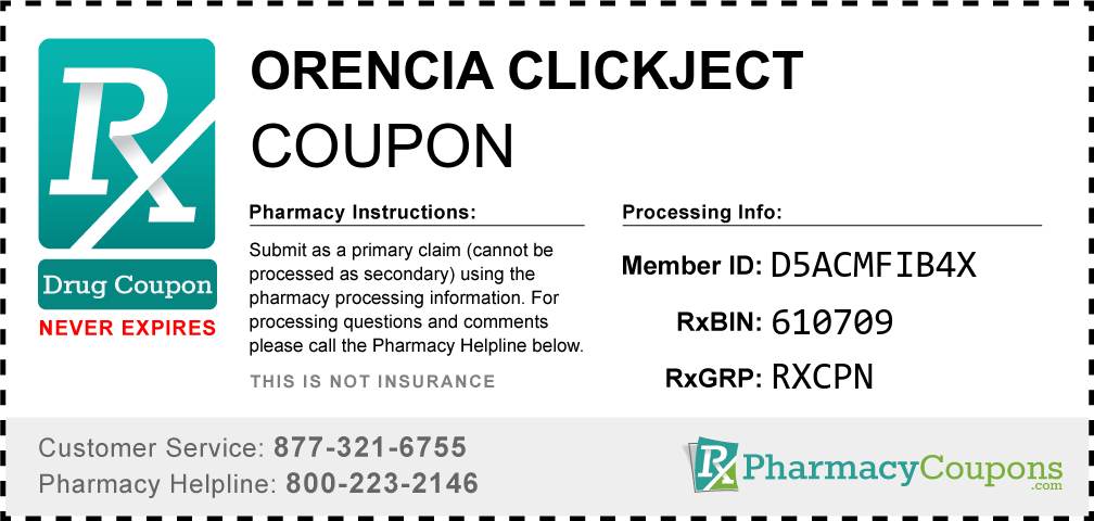 Orencia clickject Prescription Drug Coupon with Pharmacy Savings