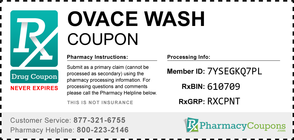 Ovace wash Prescription Drug Coupon with Pharmacy Savings