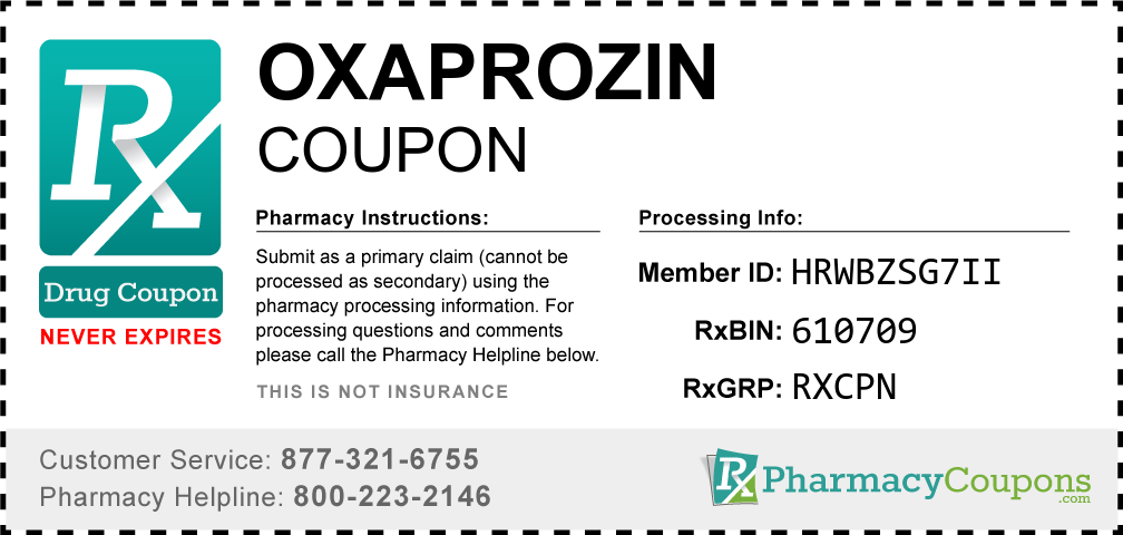 Oxaprozin Prescription Drug Coupon with Pharmacy Savings