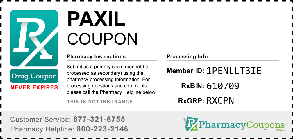 Paxil Prescription Drug Coupon with Pharmacy Savings
