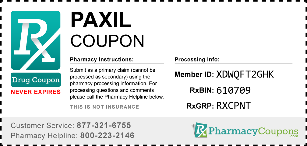 Paxil Prescription Drug Coupon with Pharmacy Savings