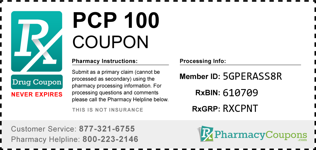 Pcp 100 Prescription Drug Coupon with Pharmacy Savings