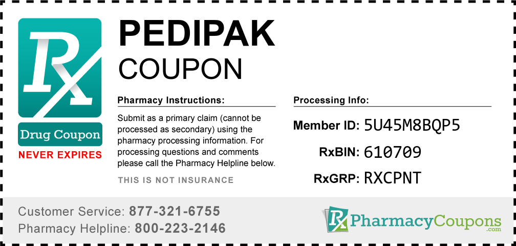 Pedipak Prescription Drug Coupon with Pharmacy Savings