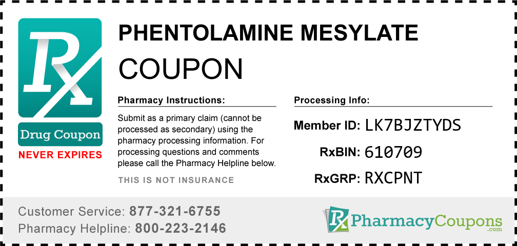 Phentolamine mesylate Prescription Drug Coupon with Pharmacy Savings
