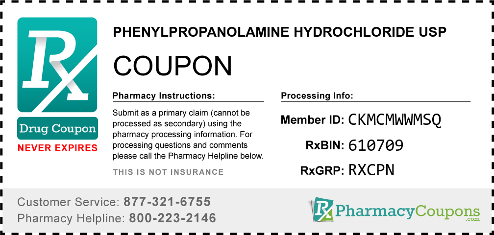 Phenylpropanolamine hydrochloride usp Prescription Drug Coupon with Pharmacy Savings