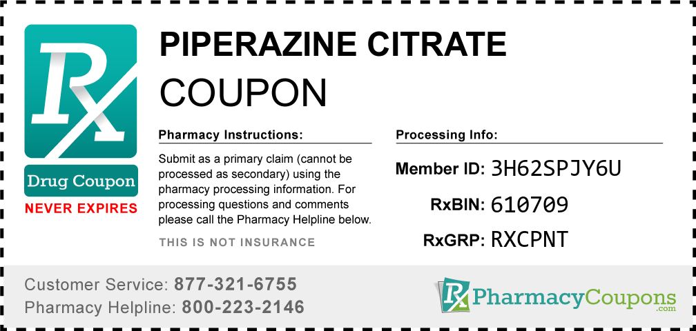Piperazine citrate Prescription Drug Coupon with Pharmacy Savings