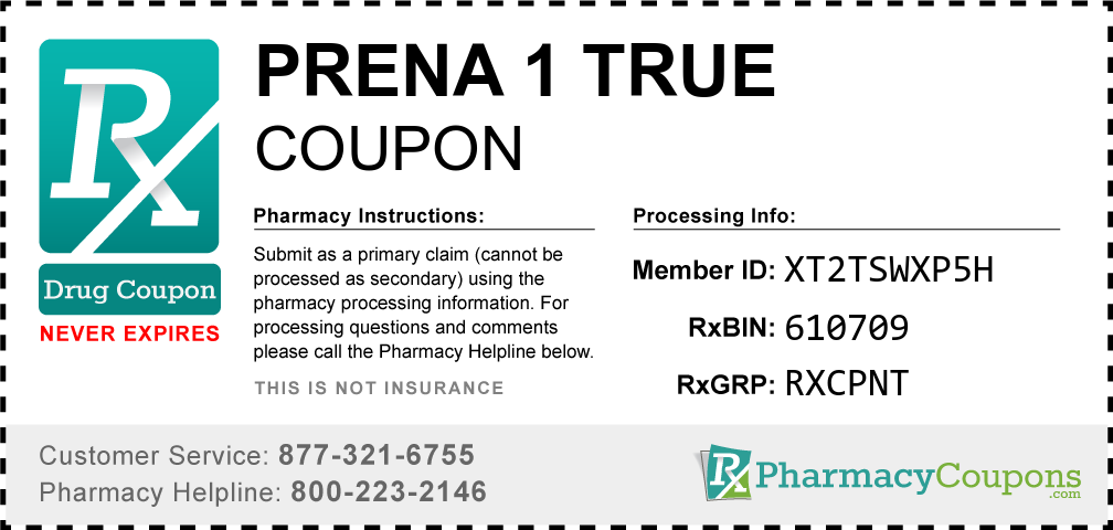 Prena 1 true Prescription Drug Coupon with Pharmacy Savings