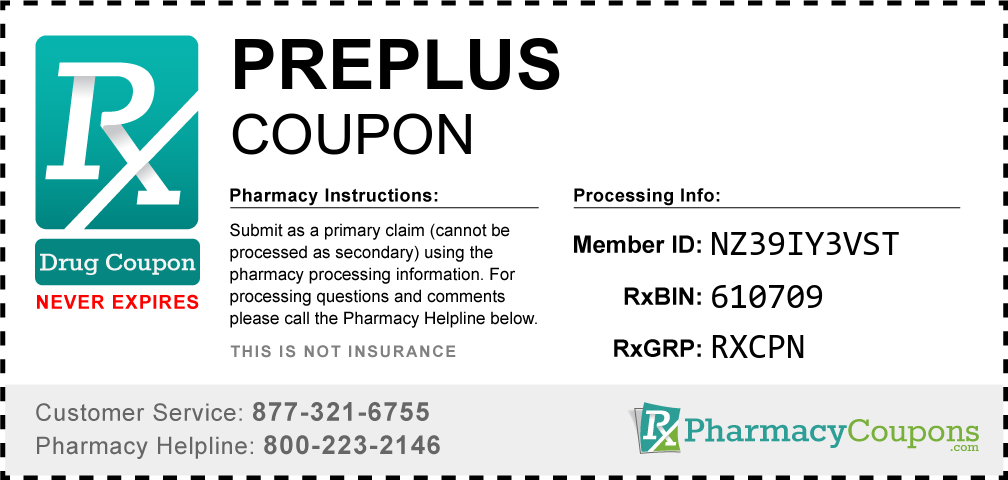 Preplus Prescription Drug Coupon with Pharmacy Savings