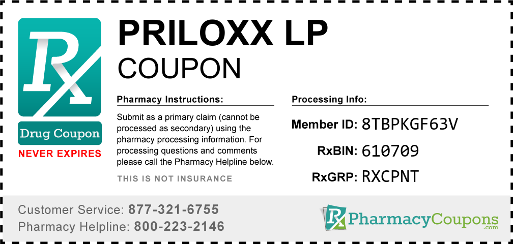 Priloxx lp Prescription Drug Coupon with Pharmacy Savings