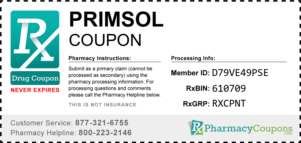 Primsol Prescription Drug Coupon with Pharmacy Savings