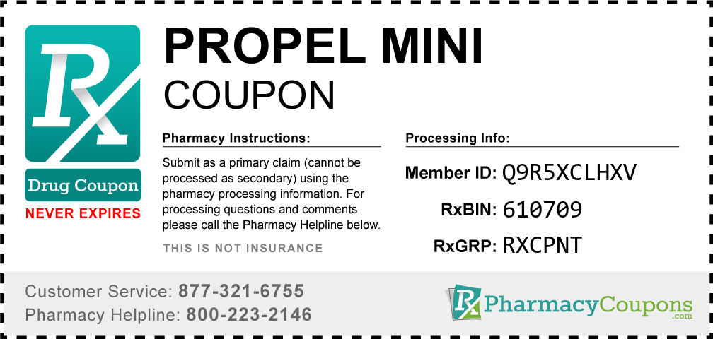 Propel mini Prescription Drug Coupon with Pharmacy Savings