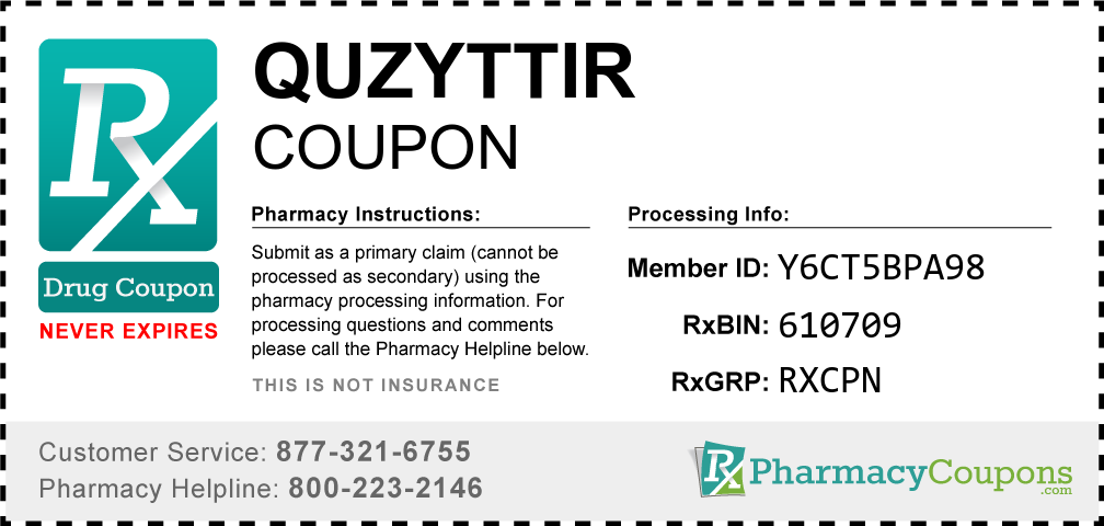 Quzyttir Prescription Drug Coupon with Pharmacy Savings