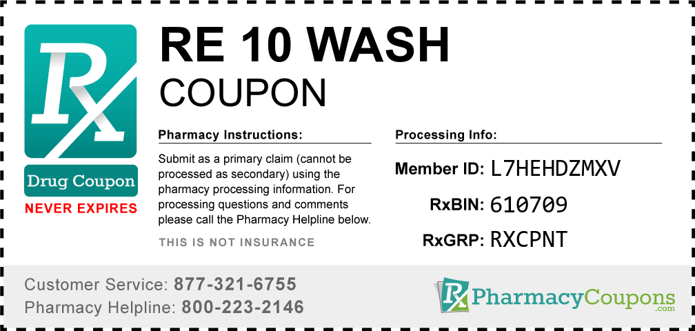 Re 10 wash Prescription Drug Coupon with Pharmacy Savings
