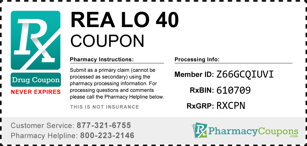 Rea lo 40 Prescription Drug Coupon with Pharmacy Savings