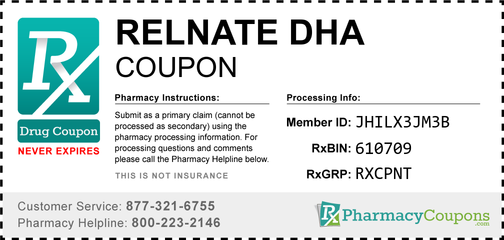 Relnate dha Prescription Drug Coupon with Pharmacy Savings