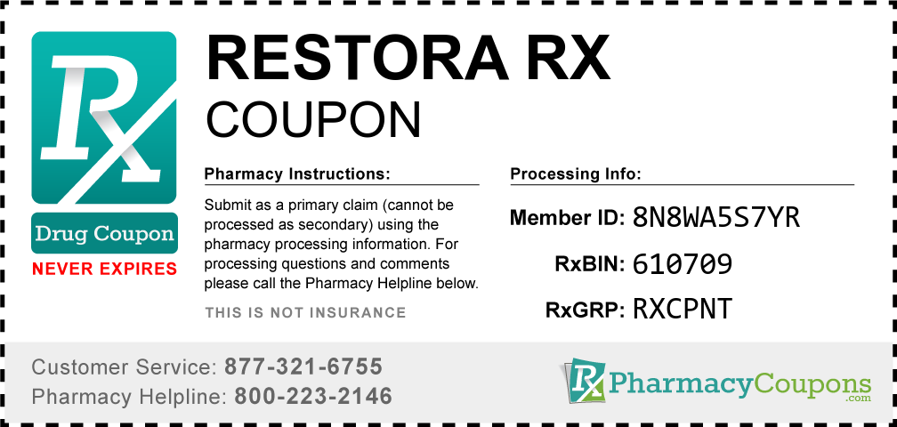 Restora rx Prescription Drug Coupon with Pharmacy Savings