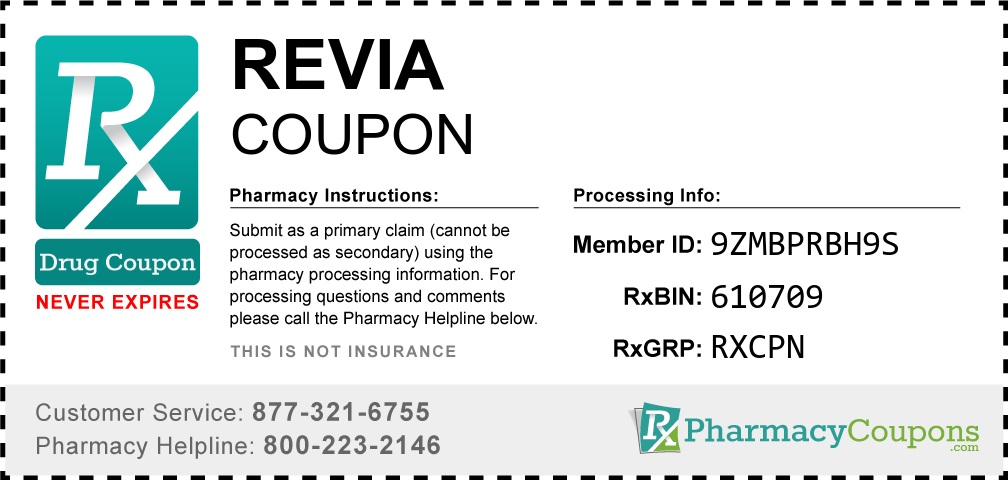Revia Prescription Drug Coupon with Pharmacy Savings