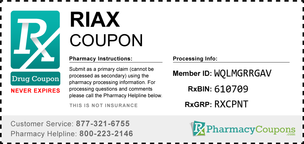 Riax Prescription Drug Coupon with Pharmacy Savings