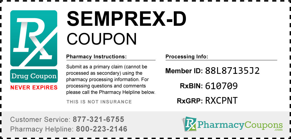 Semprex-d Prescription Drug Coupon with Pharmacy Savings