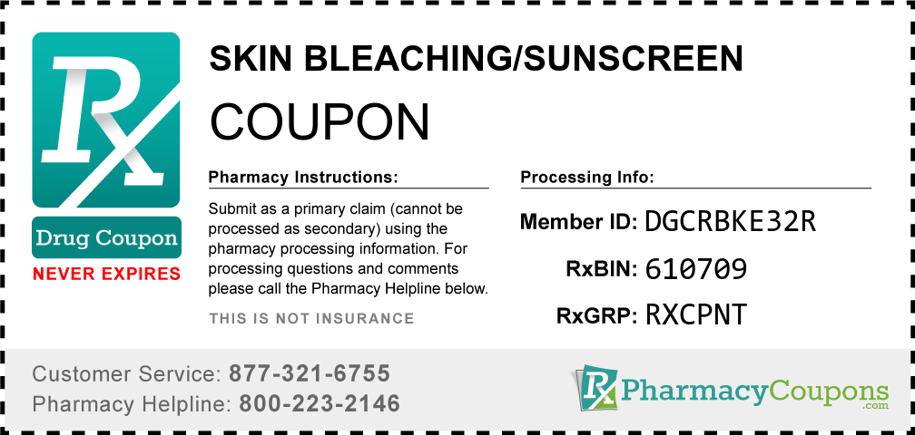 Skin bleaching/sunscreen Prescription Drug Coupon with Pharmacy Savings
