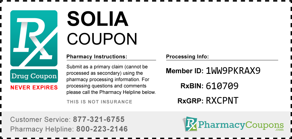 Solia Prescription Drug Coupon with Pharmacy Savings