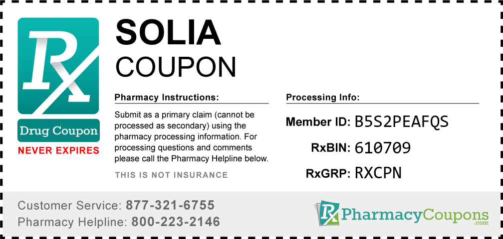 Solia Prescription Drug Coupon with Pharmacy Savings