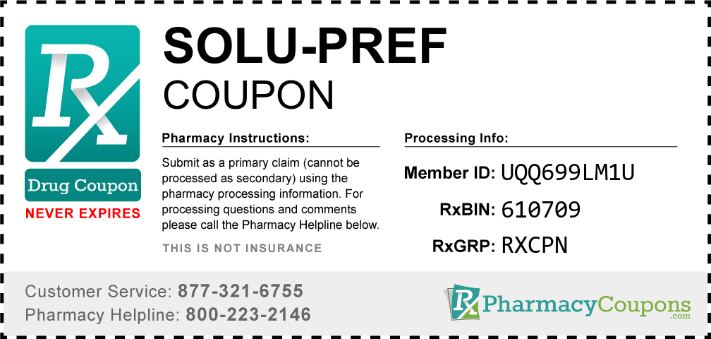 Solu-pref Prescription Drug Coupon with Pharmacy Savings