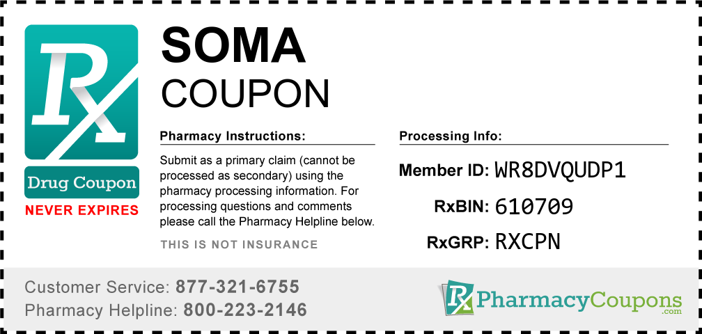 Soma Prescription Drug Coupon with Pharmacy Savings
