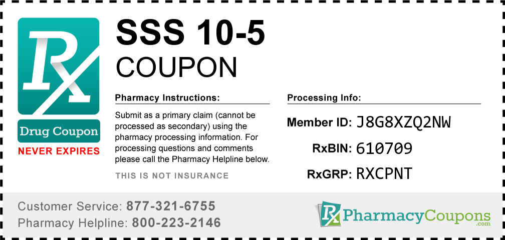 Sss 10-5 Prescription Drug Coupon with Pharmacy Savings