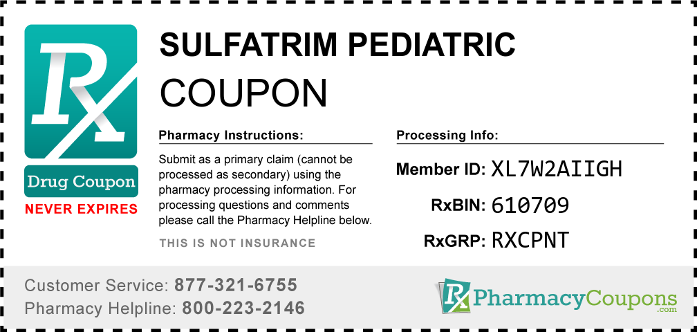 Sulfatrim pediatric Prescription Drug Coupon with Pharmacy Savings