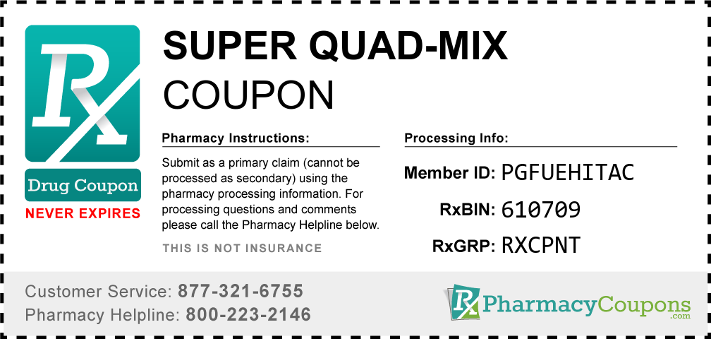 Super quad-mix Prescription Drug Coupon with Pharmacy Savings
