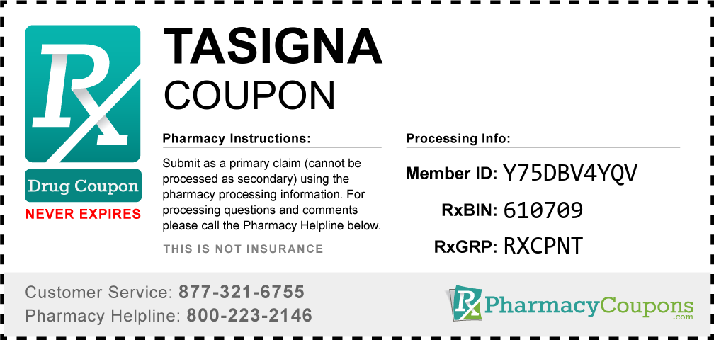 Tasigna Prescription Drug Coupon with Pharmacy Savings