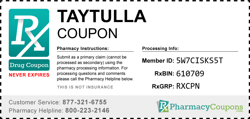 Taytulla Prescription Drug Coupon with Pharmacy Savings