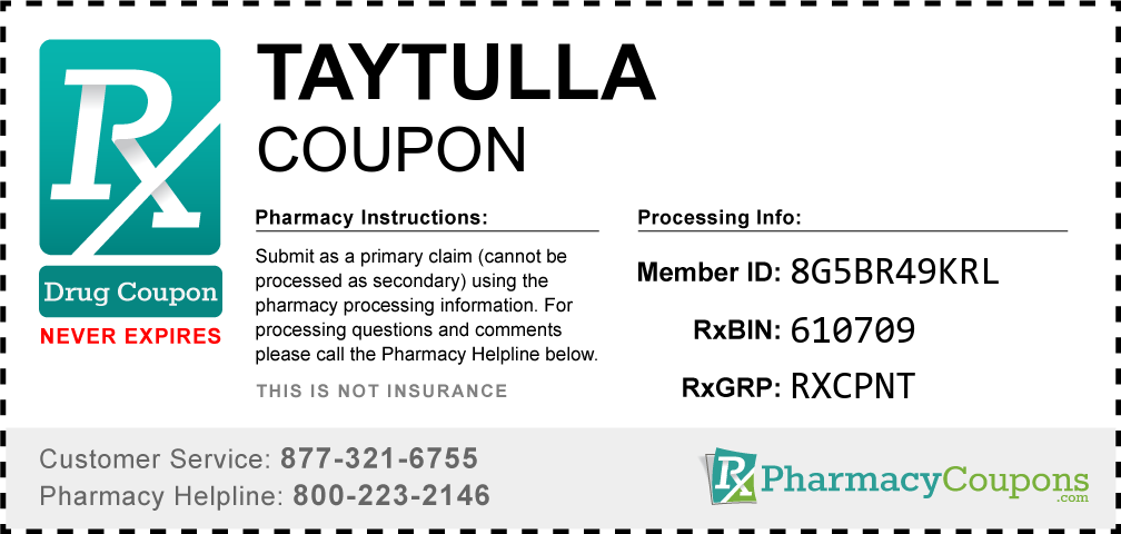 Taytulla Prescription Drug Coupon with Pharmacy Savings