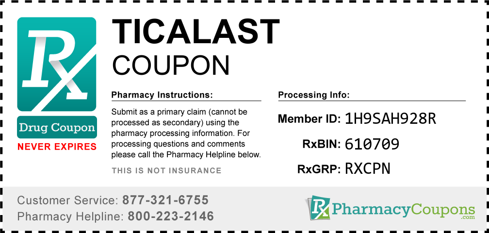 Ticalast Prescription Drug Coupon with Pharmacy Savings