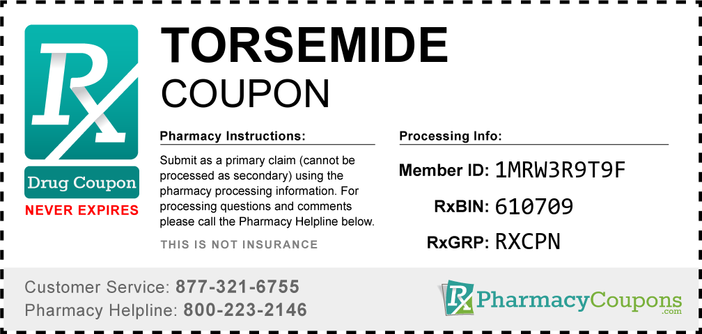 Torsemide Prescription Drug Coupon with Pharmacy Savings