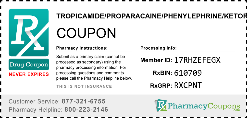 Tropicamide/proparacaine/phenylephrine/ketorolac Prescription Drug Coupon with Pharmacy Savings