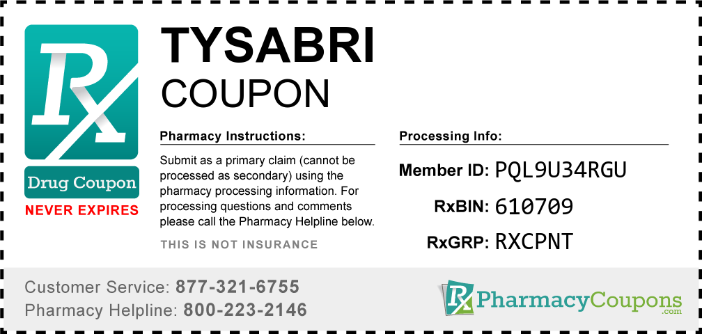 Tysabri Prescription Drug Coupon with Pharmacy Savings