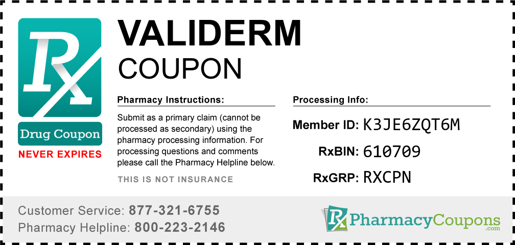 Validerm Prescription Drug Coupon with Pharmacy Savings