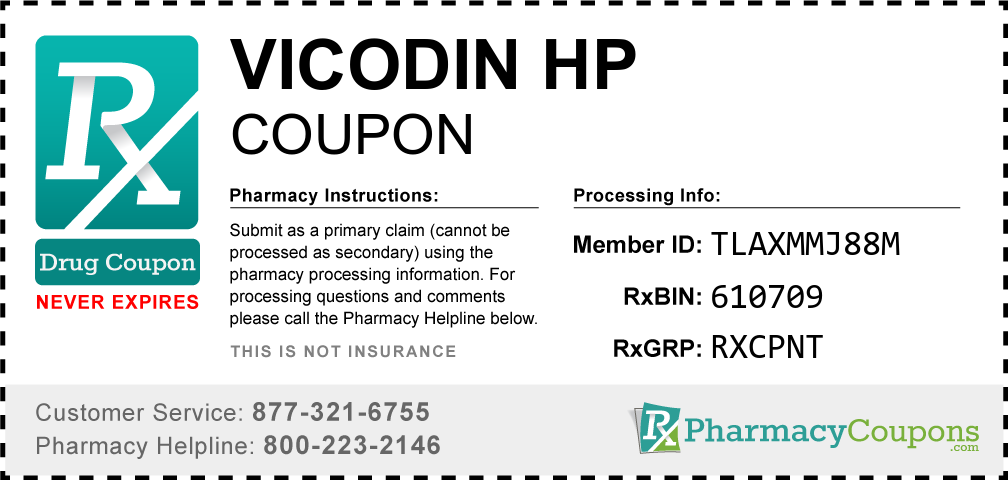 Vicodin hp Prescription Drug Coupon with Pharmacy Savings